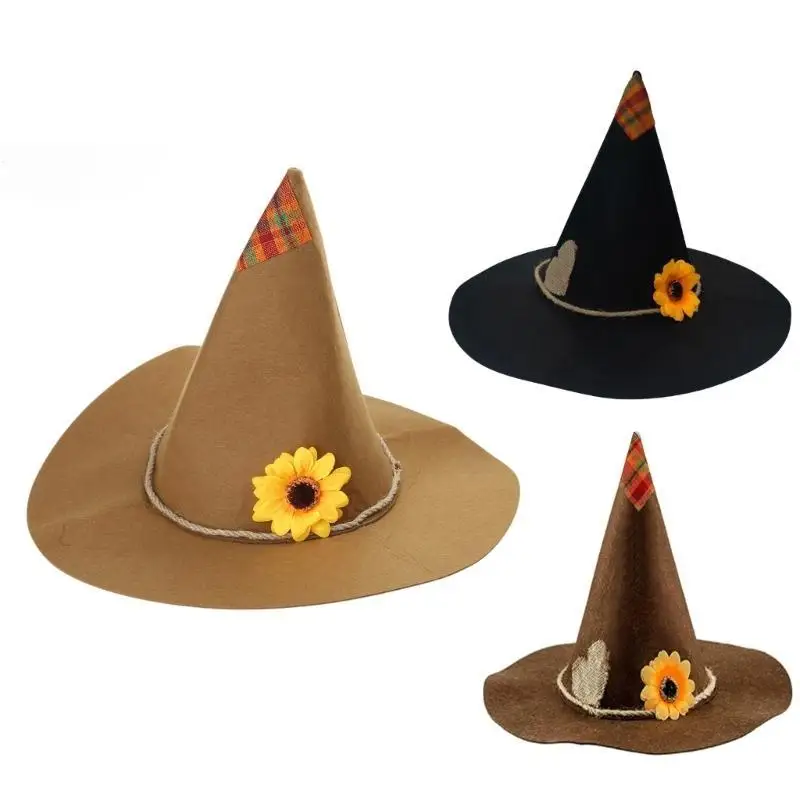 652F الفزاعة قبعة الفزاعة زي ملحق عباد الشمس معالج قبعة الكبار الرجال النساء الاطفال لحزب تأثيري هالوين زي