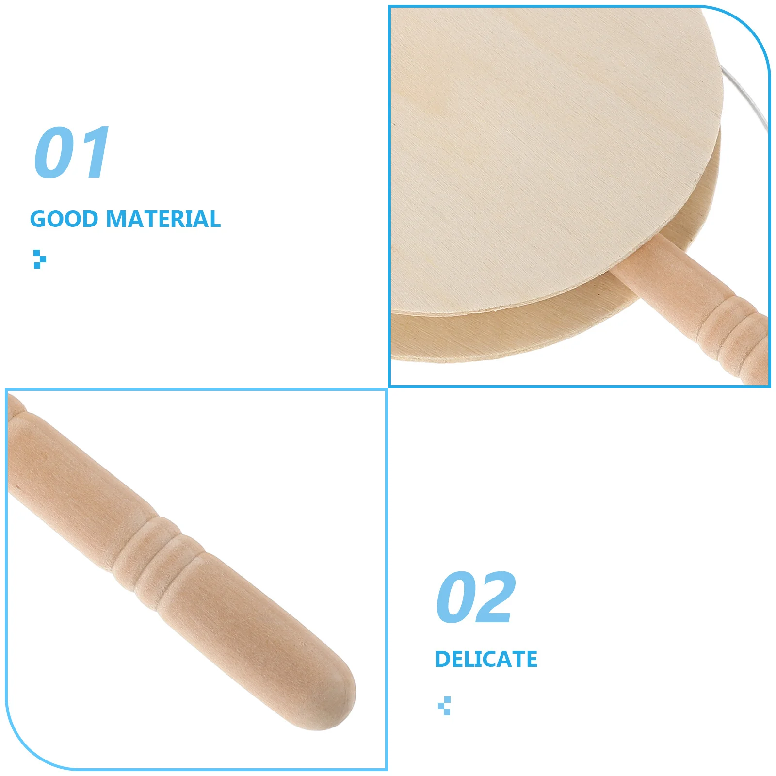 6 Stück unlackierte Holzrasseltrommeln DIY Handwerk für Kinder Malerei kreative handgemachte Musikinstrumente Eltern-Kind-Aktivitäten