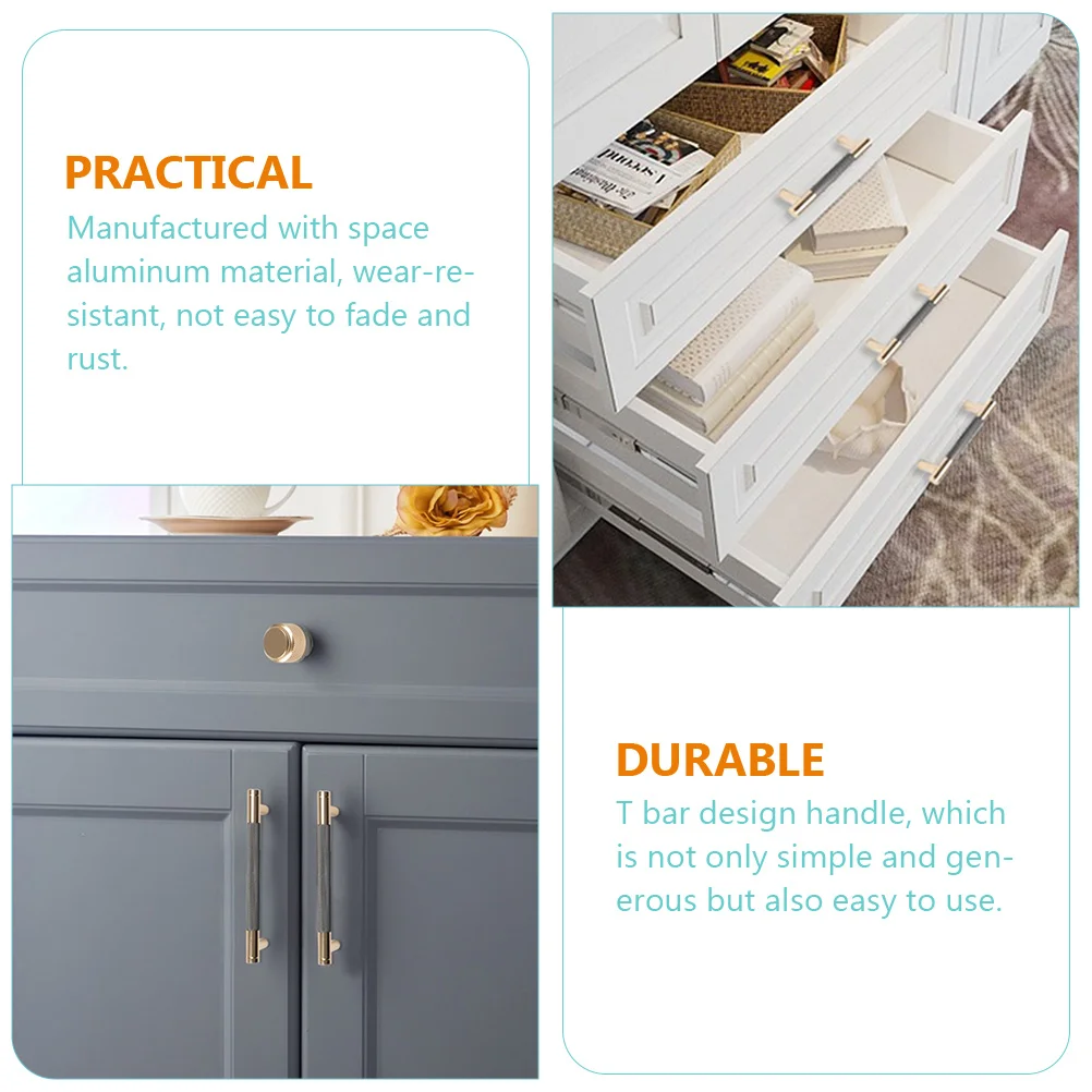 

Cabinet Door H Drawer Pulls Wear Resistant Fade Proof Rust Free T Bar Design Wardrobe Closet Cupboard
