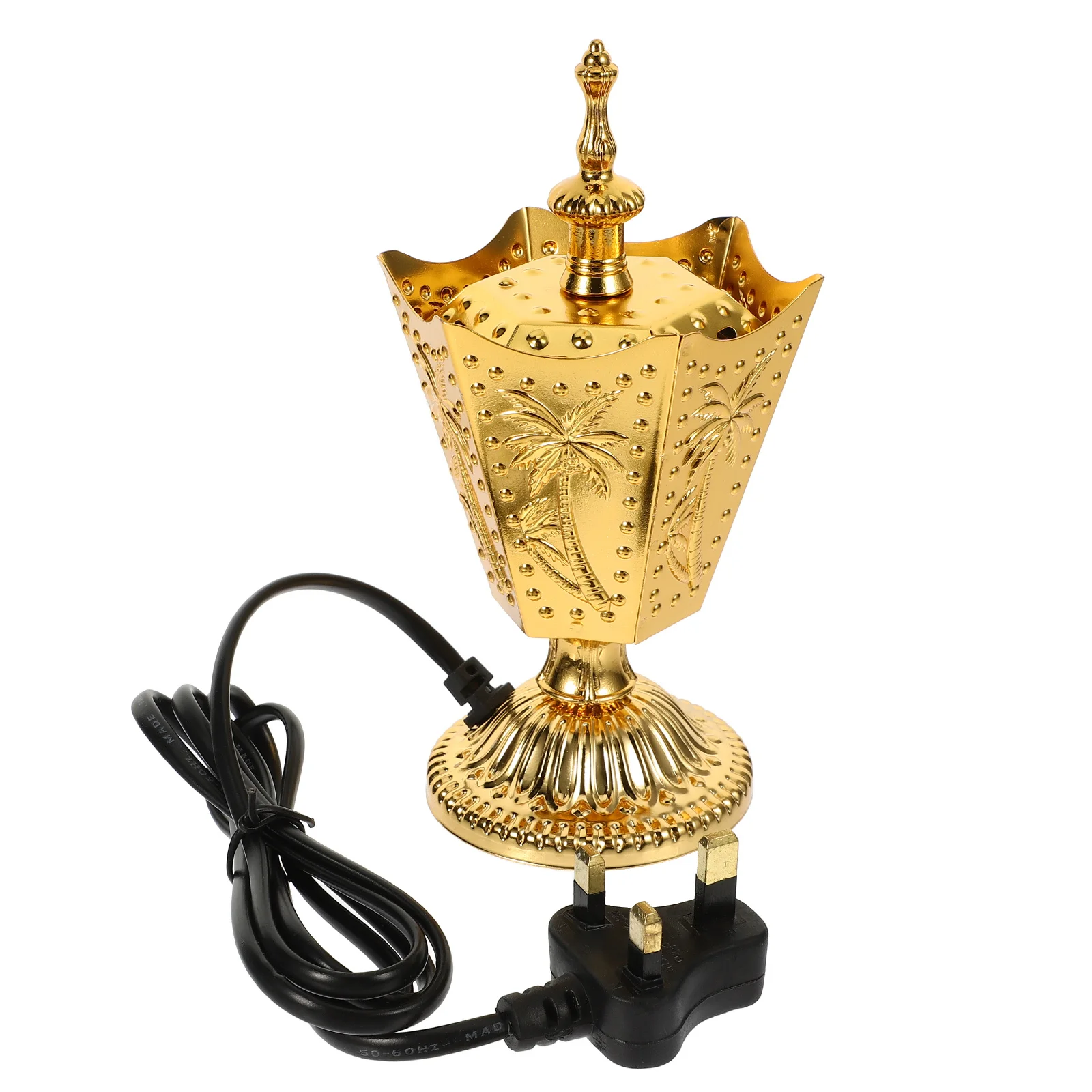 

Electric Incense Burner Vintage Copper Plug In Home Decor Censer Holder Metal Desktop Burner 220-240V Uk Plug Portable Table