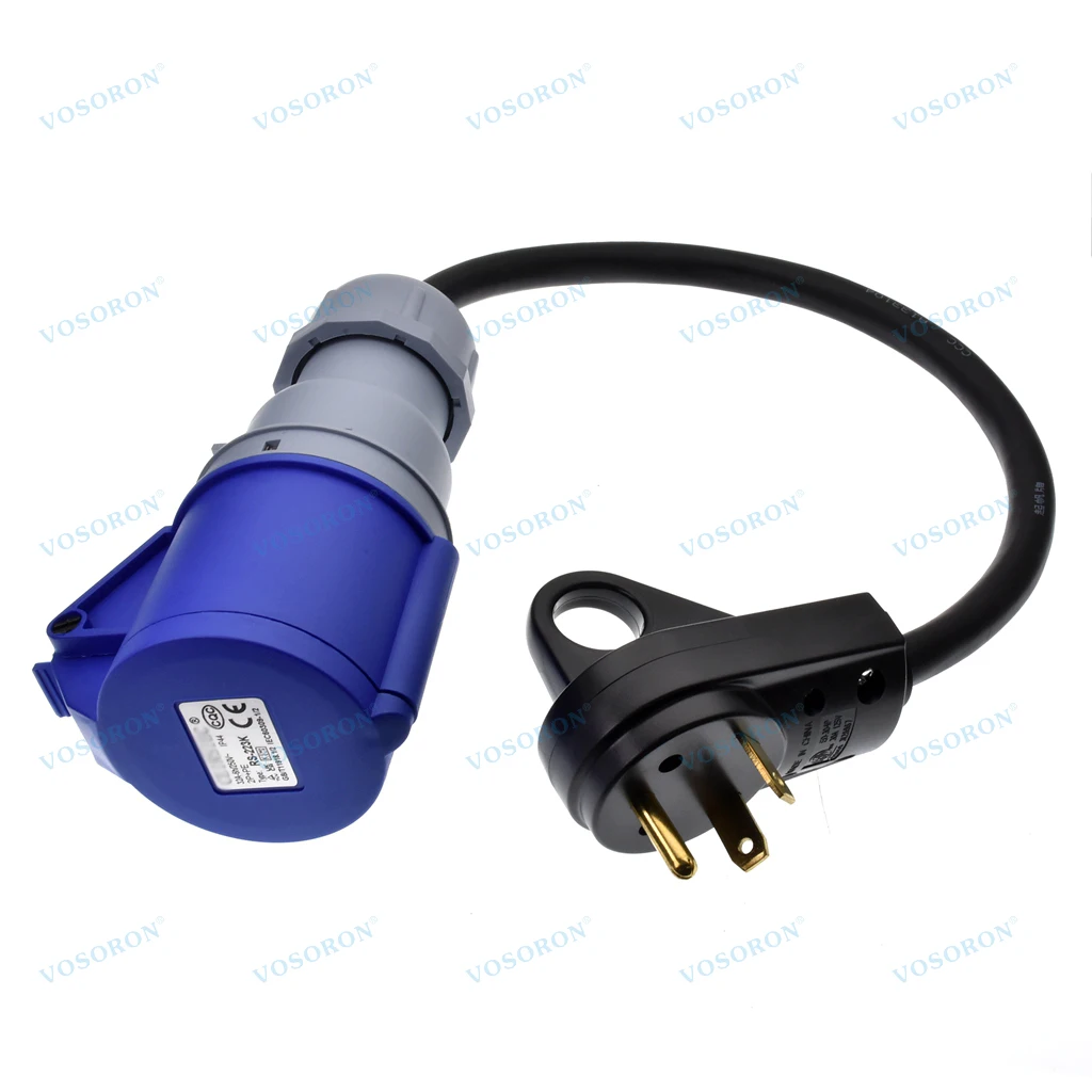 NEMA TT-30P Plug to 32A CEE Industrial Socket Adapter Cable with 3x6mm² Rubber Cable