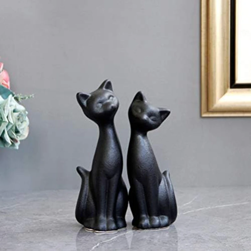 

Animal Abstract Sculpture Couple Ceramic Ornament Living Room Decorations Crafts 2Pcs