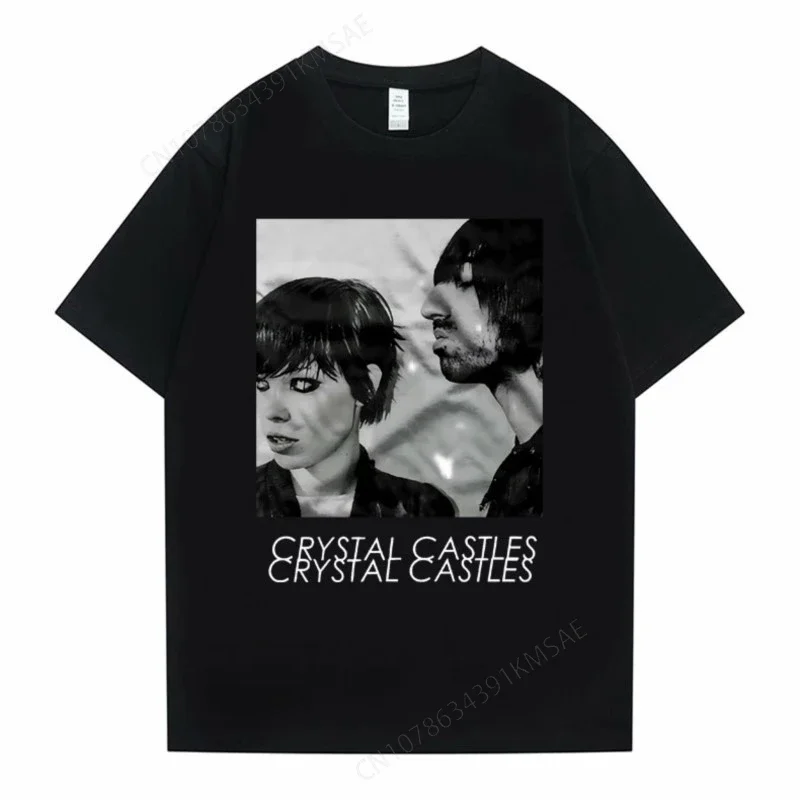 Crystal Castles Graphic T Shirts Men Women Hip Hop Vintage Rock Oversized T-shirts Male Gothic Music Band T Shirt Men's Tshirt