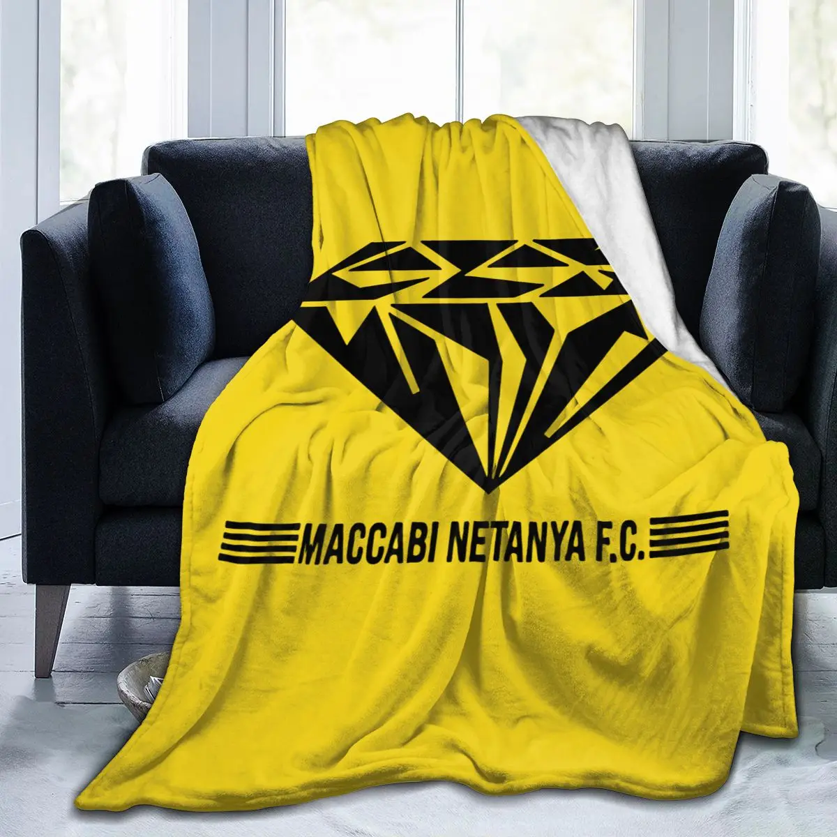 Maccabi Netanya All Season Fleece Blanket Throw Ultra Soft Flannel Blanket Digital Printed Premium Fluffy Microfiber Fleece