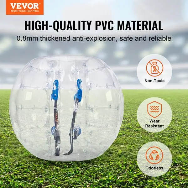VEVOR Bola de parachoques inflable, 1 paquete, bolas de Sumo Zorb de cuerpo de 4 pies/1,2 M para adolescentes, bolas de burbujas de hámster humano de PVC de 0,8mm de espesor para exteriores
