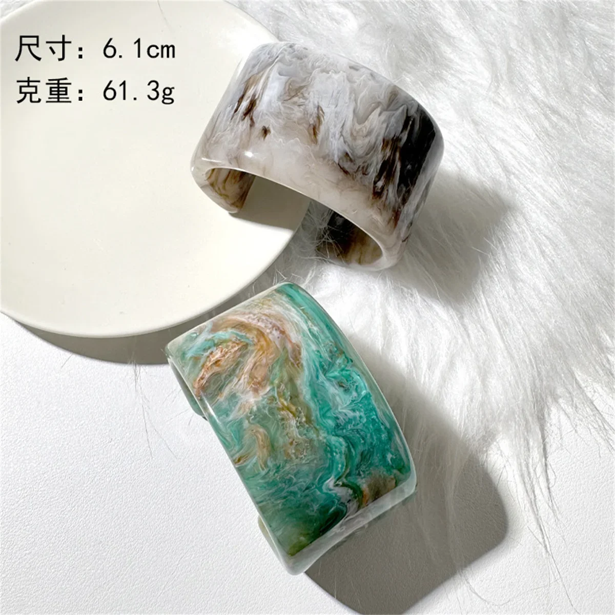 Fashion Multicolor Round Geometric Wide Cuff Bangles Hip Hop Acrylic Bangles Bracelets For Women Graffiti Rings Jewelry Girls