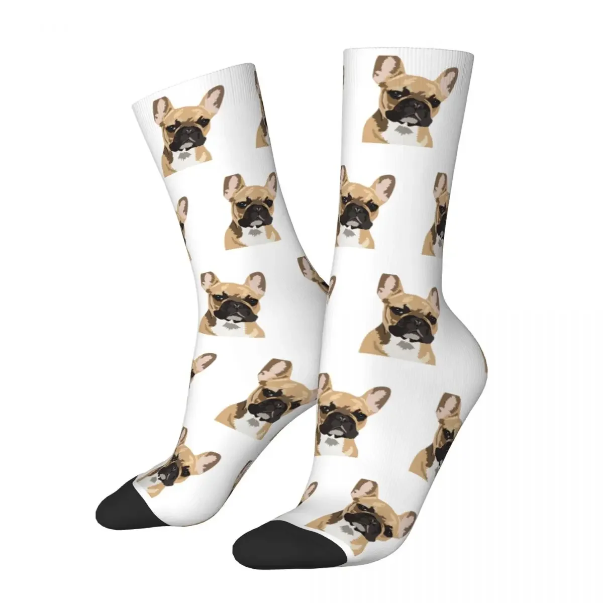 

Hip-hop Pop Art Fawn French Bulldog Football Socks Dog Middle Tube Socks for Women Men Sweat Absorbing Breathable Sock