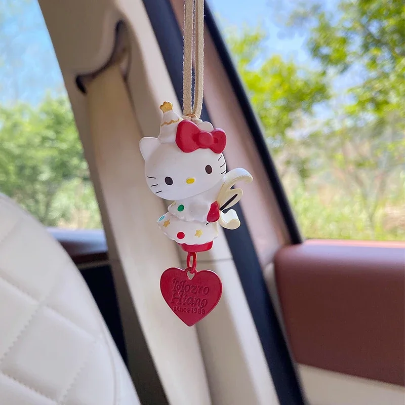 

Hello Kitty Car Hanging Ornament 2025 New Rearview Mirror Charm Keychain Pendant Cute Aesthetic Car Decor Gift for Women Girls