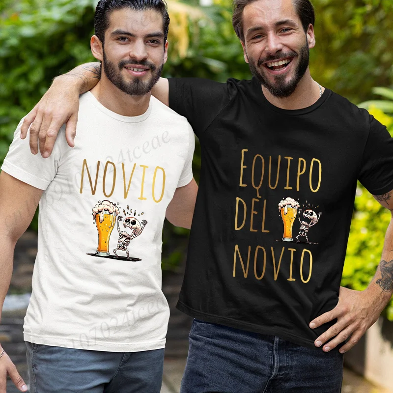 تي شيرت عيد الأب الإسباني Evg Team Groom Man بلايز رجالية واحدة وداع حفلة البكالوريوس تي شيرت جرافيك البيرة تي شيرت الزفاف #5