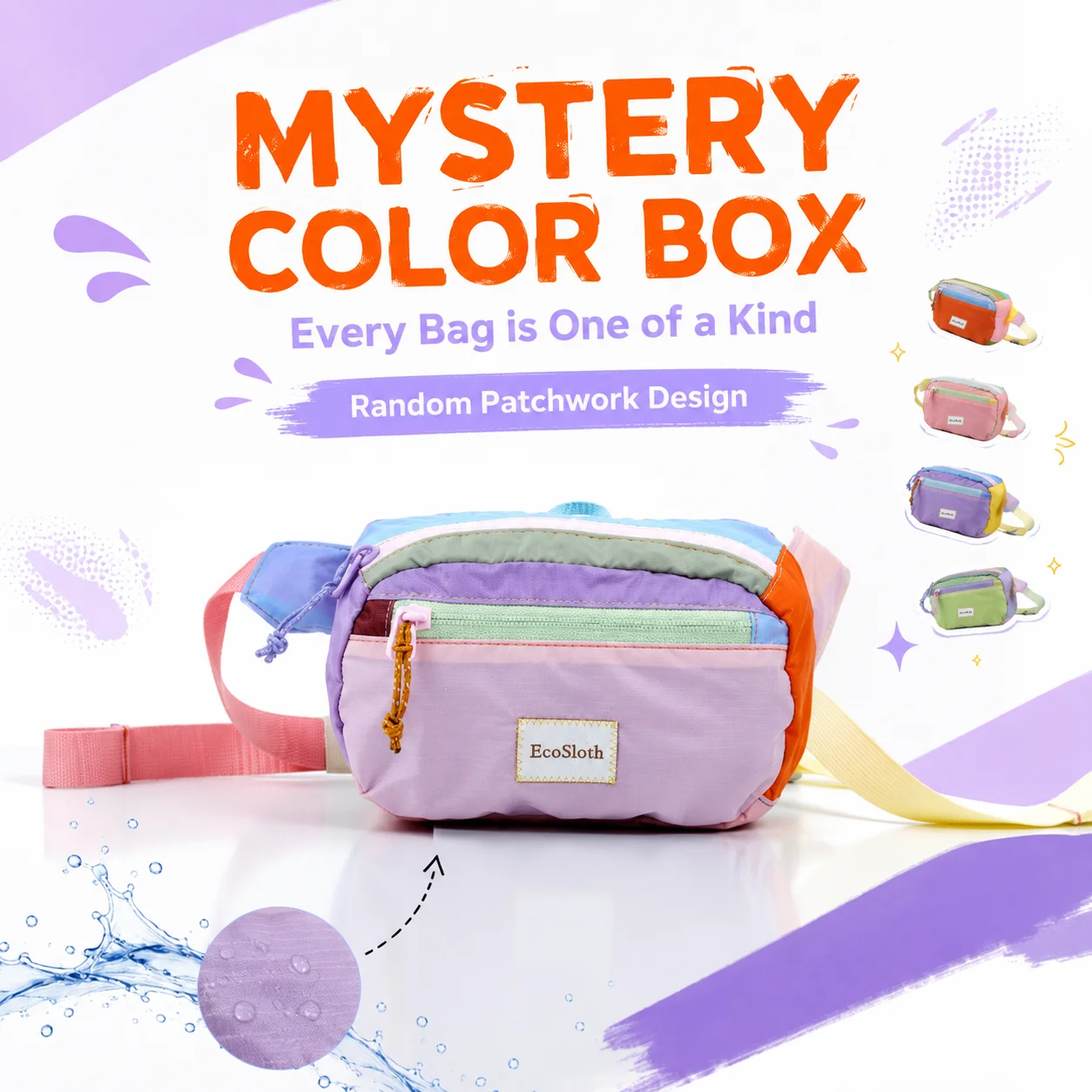 serie-ecosloth-blind-box-colori-casuali-borse-a-tracolla-color-block-borse-da-petto-in-nylon-leggero-e-borse-da-vita-alla-moda