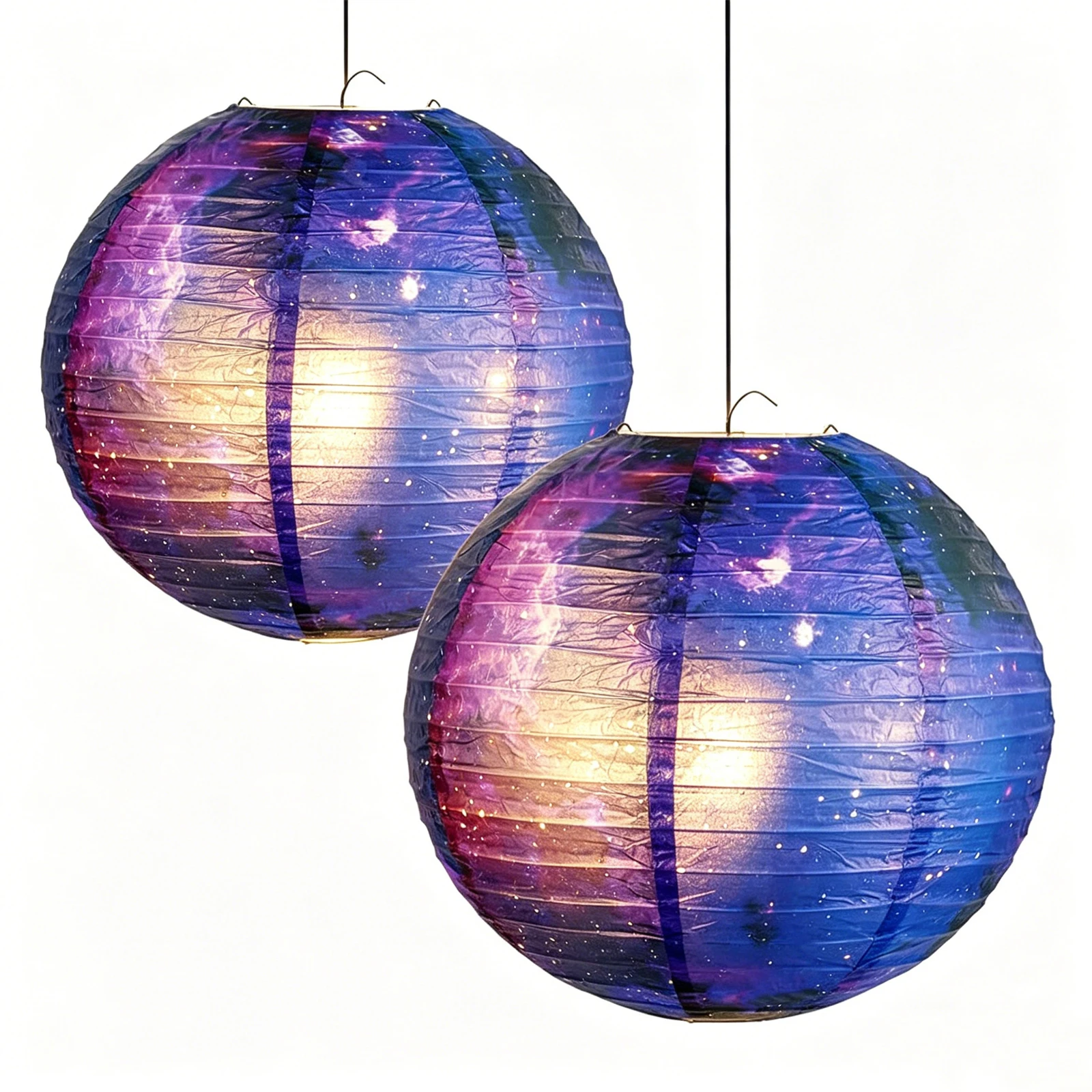 2 Pack Galaxy Paper Lanterns Glowing Nebula Cosmic Space Ceiling Light Covers Home Decor Bedroom Universe Party Supplies