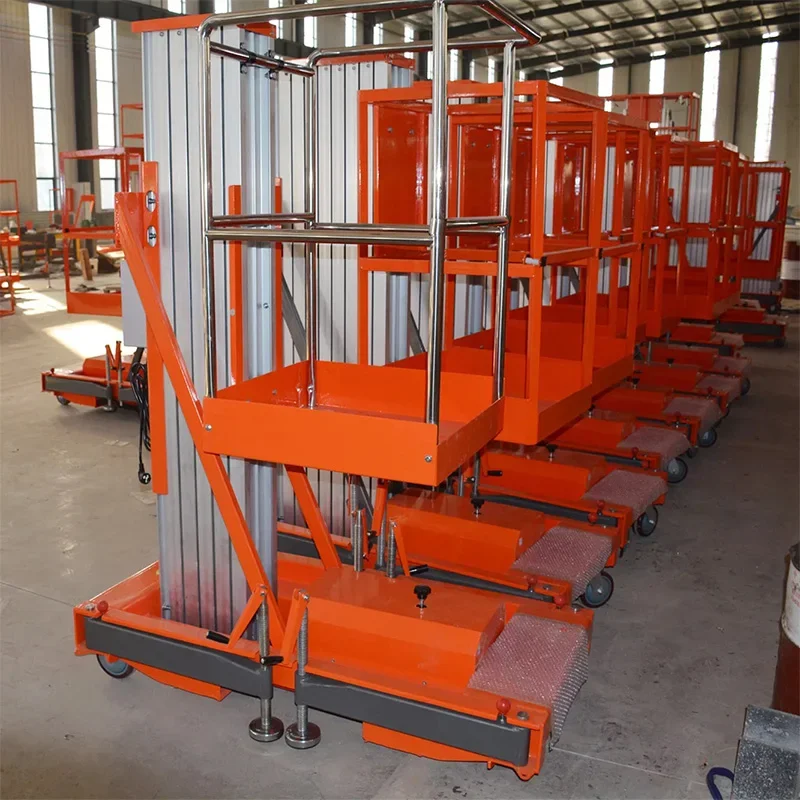 Single Person Hydraulic Lifts Push Around Single Mast Aluminum Alloy Vertical 6/8/12/14m Platform Lift