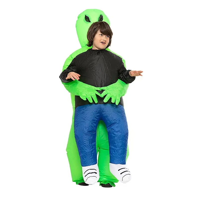 Disfraz divertido de Alien verde para adulto y niño, disfraz inflable para fiesta de Carnaval y Halloween