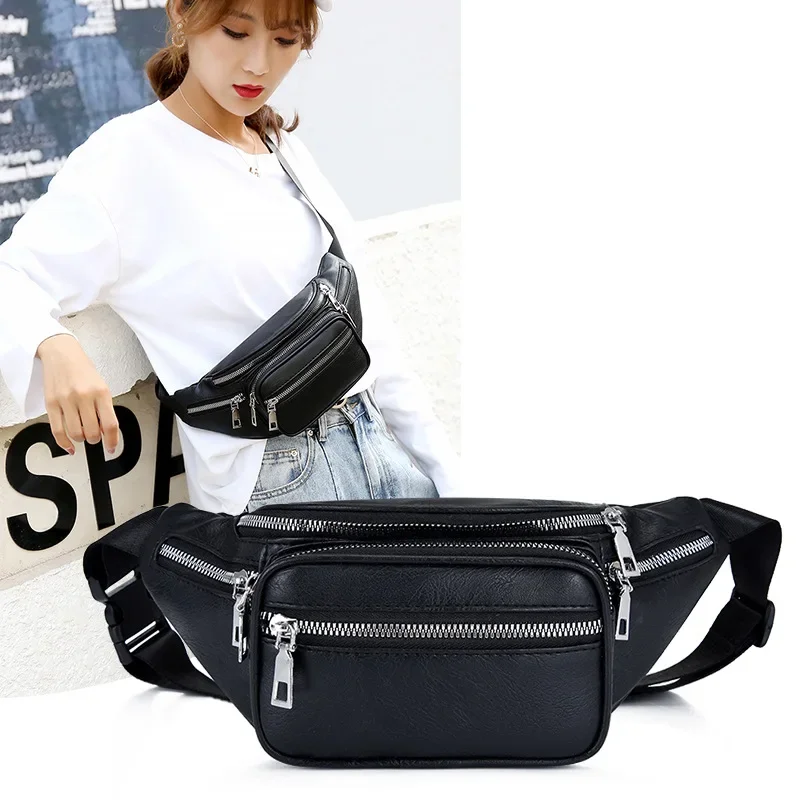 Men Women Fashion Solid Waist Fanny Pack Lady PU Leather Holiday Money Belt Wallet Bum Travel Bag Phone Pouch Hot Style