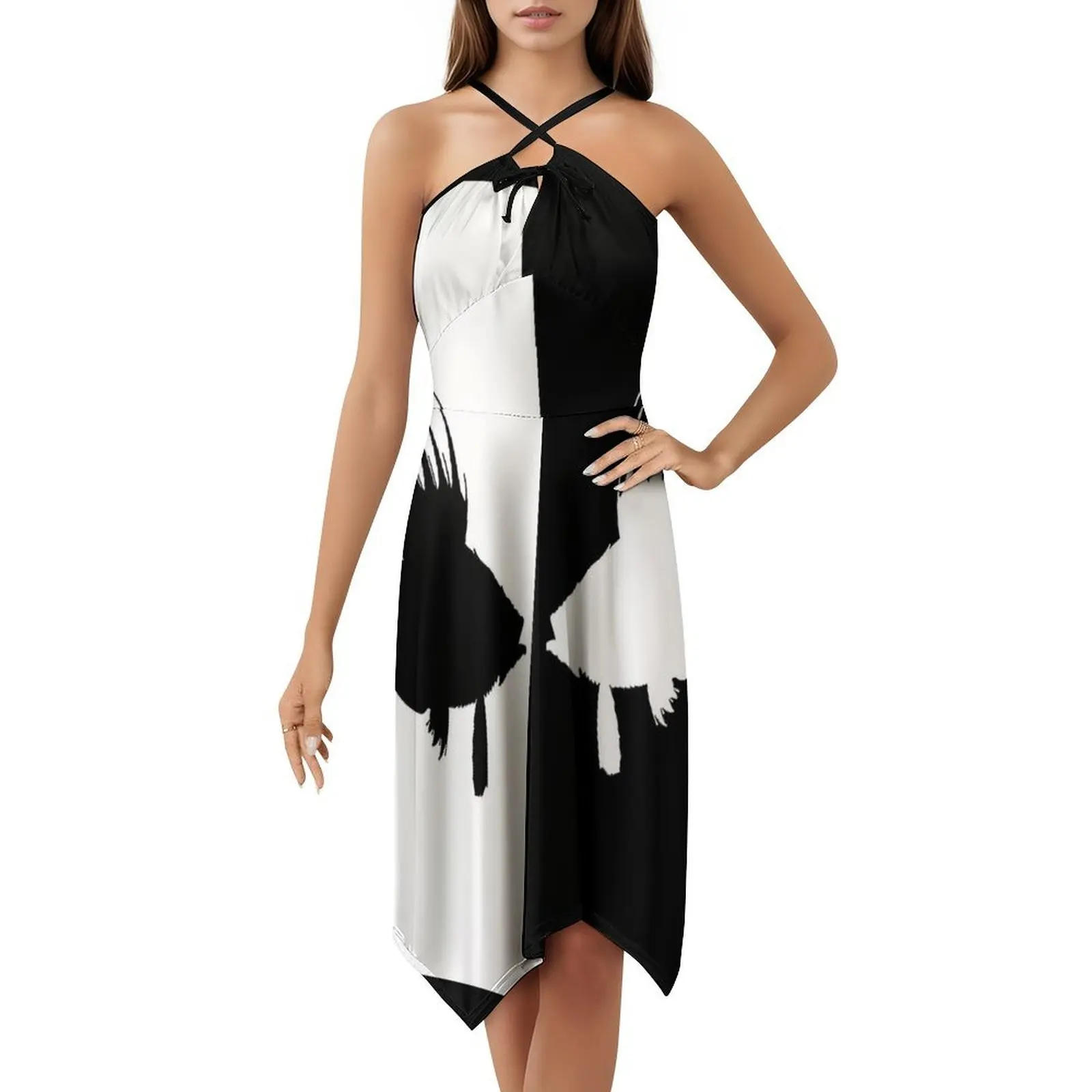 فستان دوري فيش على الطراز الكوري للنساء، فستان كاجوال أنيق للحفلات أو الارتداء اليومي، فستان فني ساحلي صيفي للشاطئ السفلي #5