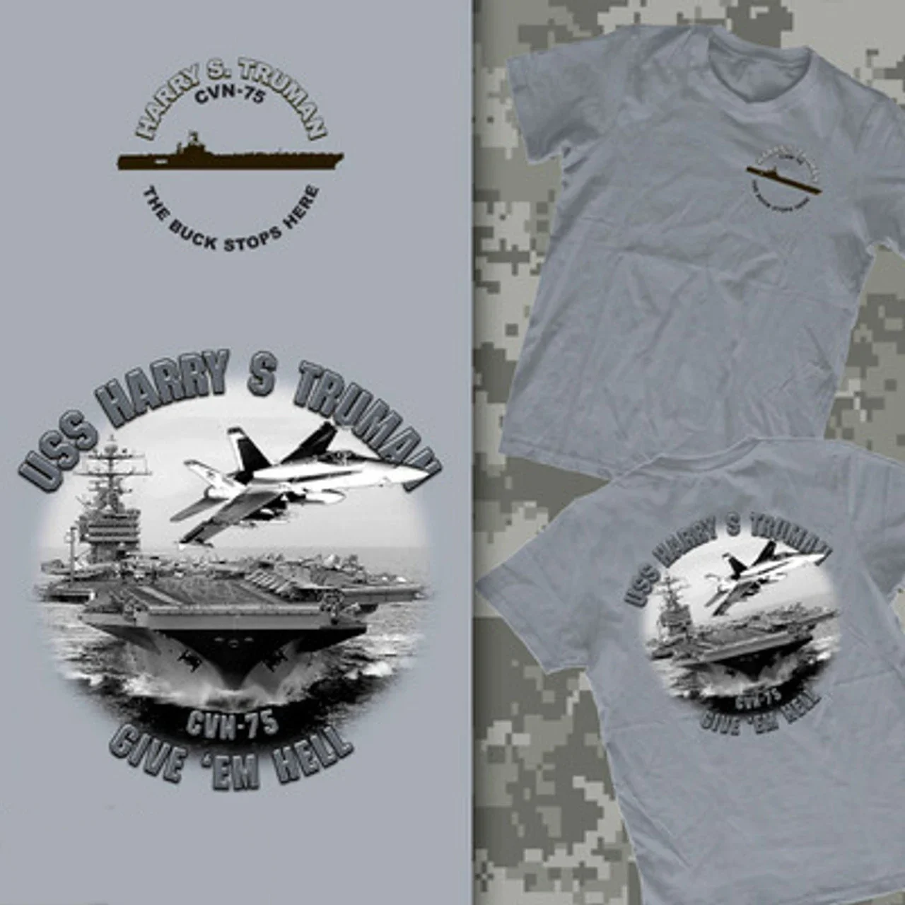 USS Harry S. Truman (CVN-75) Camiseta portaaviones de clase Nimitz, camiseta informal de manga corta 100% algodón con cuello redondo para hombre