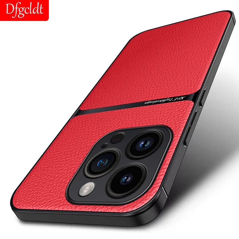 

Luxury leather Magnetic Suction Phone Case For iPhone 11 12 13 14 Plus 15 Pro Max XR XS MAX Soft Silicone Shockproof Back Cover