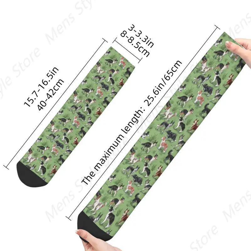 Kawaii Afdrukken Kawaii Border Collie Hondensokken voor Mannen Vrouwen Stretch Zomer Herfst Winter Huisdier Dier Crew Sokken