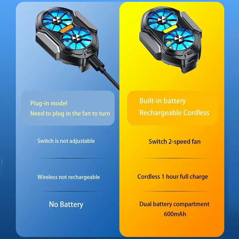 FS01 Dual Fan Rechargeable Mobile Phone Cooler Stronger Cooling Air Phone Radiator Mini Back Clip USB Radiator For 62-92mm Phone