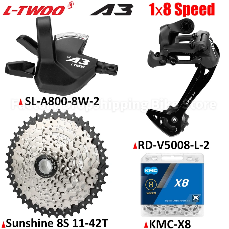 LTWOO MTB Bike A3 1x8 Speed Derailleur Kits 2:1 Tech Compatible Shimano X8 Chains BANBOK 32T/34T/36T Cassette Bicycle Parts