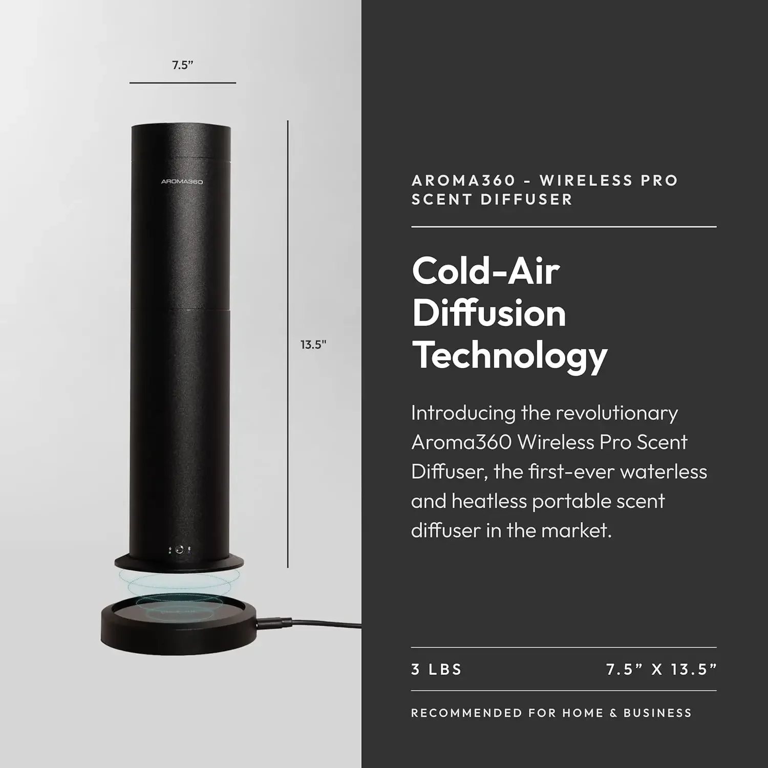 موزع روائح الزيوت العطرية Wireless Pro - تغطية 600 قدم مربع - لاسلكي ومحمول مع جهاز تحكم عن بعد - ناشر رائحة العلاج العطري