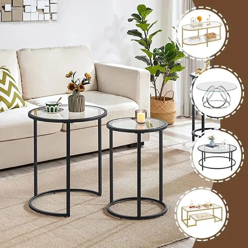 Living room table tempered glass top round