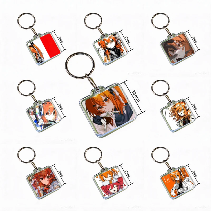 Orange Hair Color Adachi Rei Acrylic Keychain Handmade Hanging for Clothes Backpack Decoration Accessories Gifts with Friends