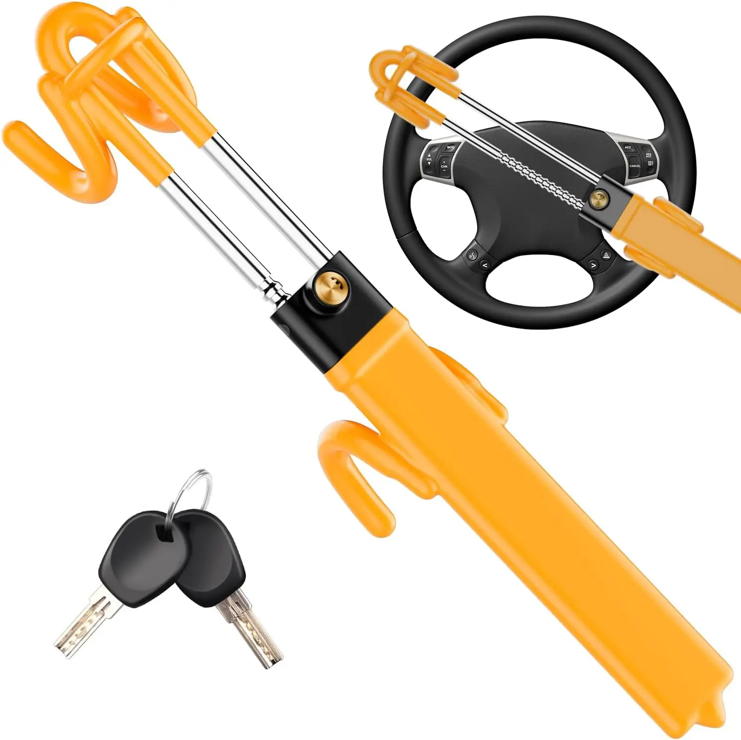 

Steering Wheel Lock Retractable Double Hooks Car Wheel Lock Universal Wheel Lock Fit for Cars Trucks Vans and SUVs