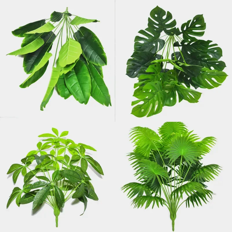 

Single Simulated Plant 18 Heads Traveler Banana Turtle Back Leaf Paradise Bird Plantain Leaf Green Plant Garden Decorative