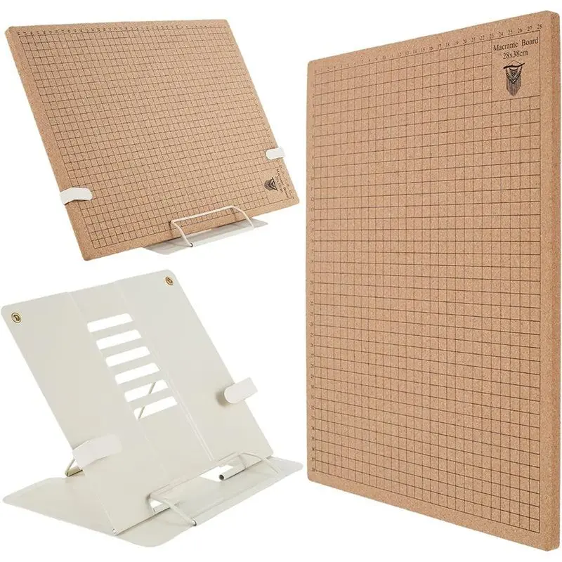 

A59Z-Double Side 12X16 Inch Macrame Project Board With Metal Adjustable Holder, For Knotting Braiding Cording