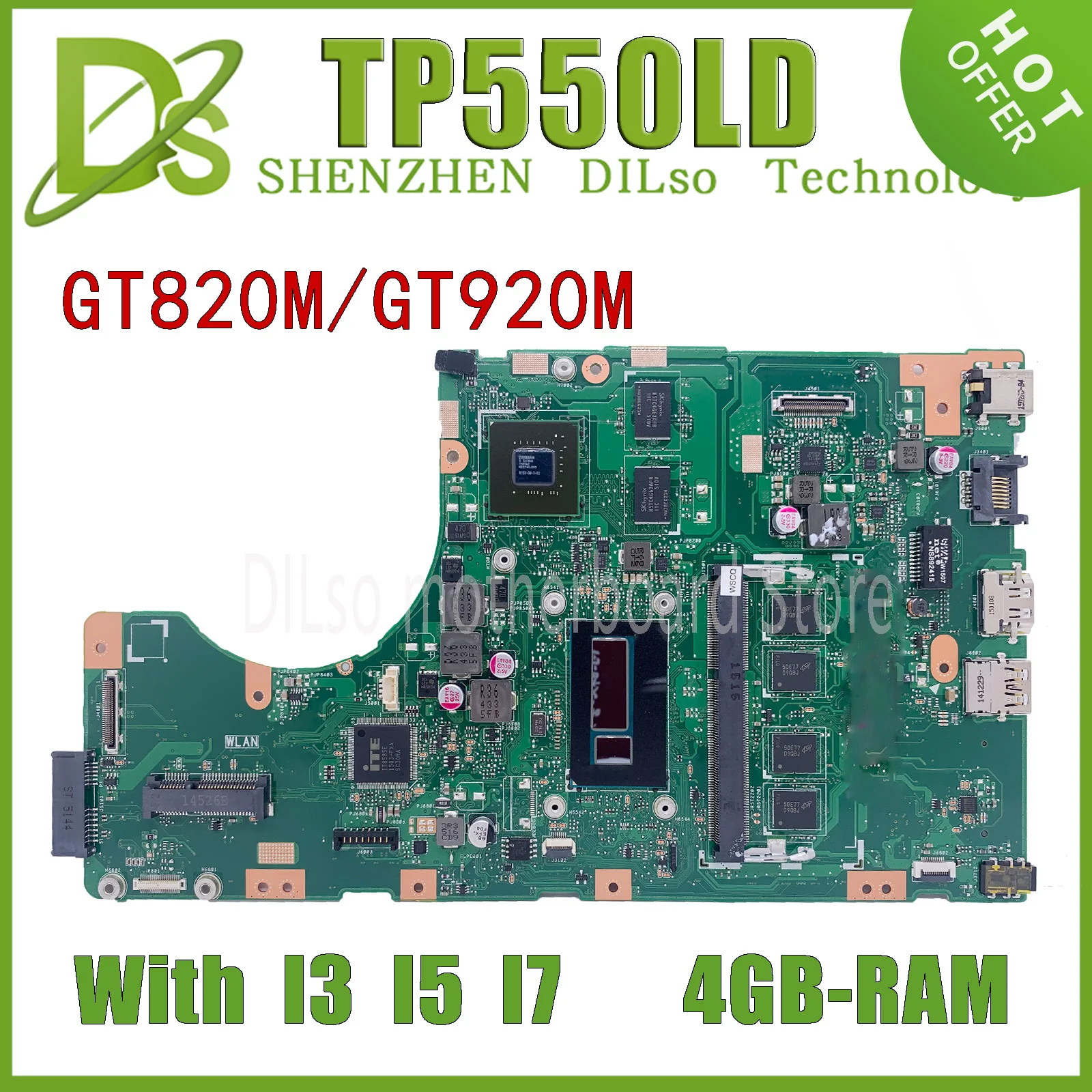 KEFU TP550LD Laptop Motherboard for ASUS TP550 TP550L TP550LA Mainboard CPU I3 I5-4200/4210U I7 100% test runs well