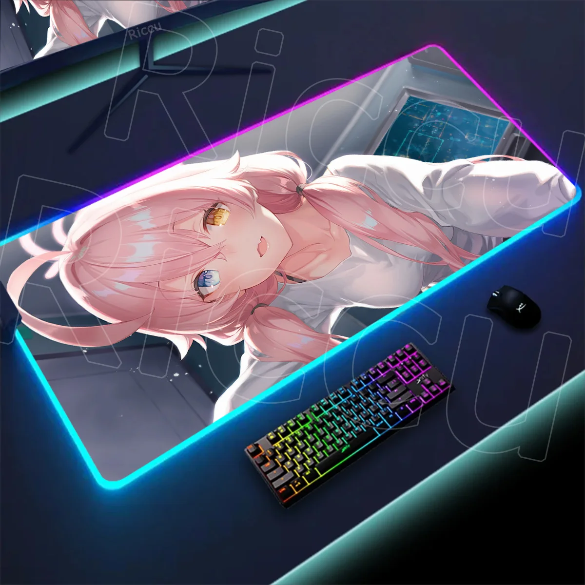 

Blue Archive Takanashi Hoshino RGB Mousepad PC Rubber Desk Mat Gamer Accessories Office Game XXL Kawaii Girl Keyboard Mouse Pad