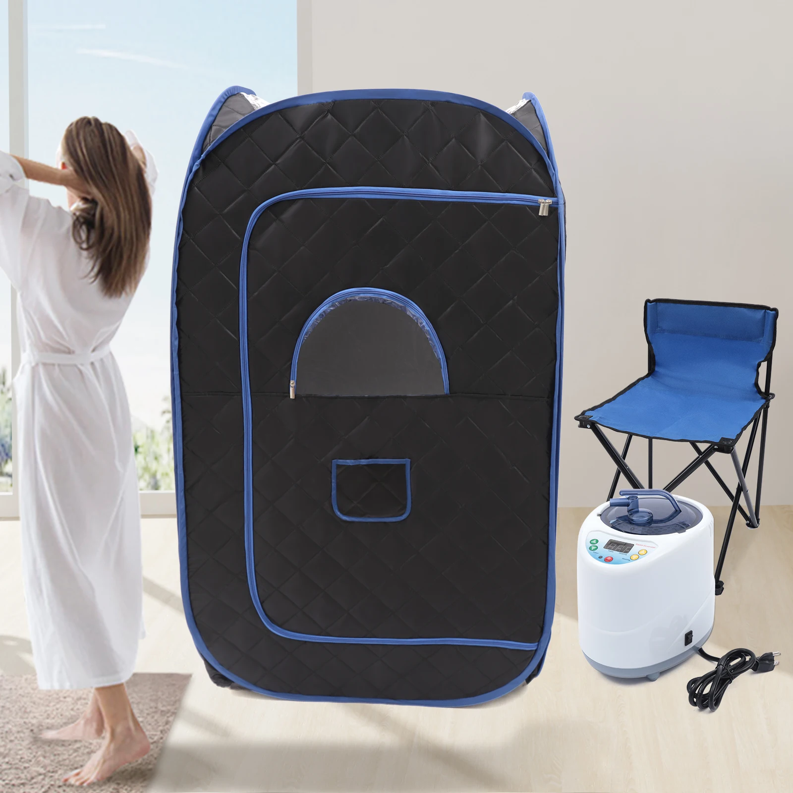 Lightweight Portable Personal Steam Sauna Spa for Relaxation at Home, 99 Minute Timer, 1000 Watt Steam Generator