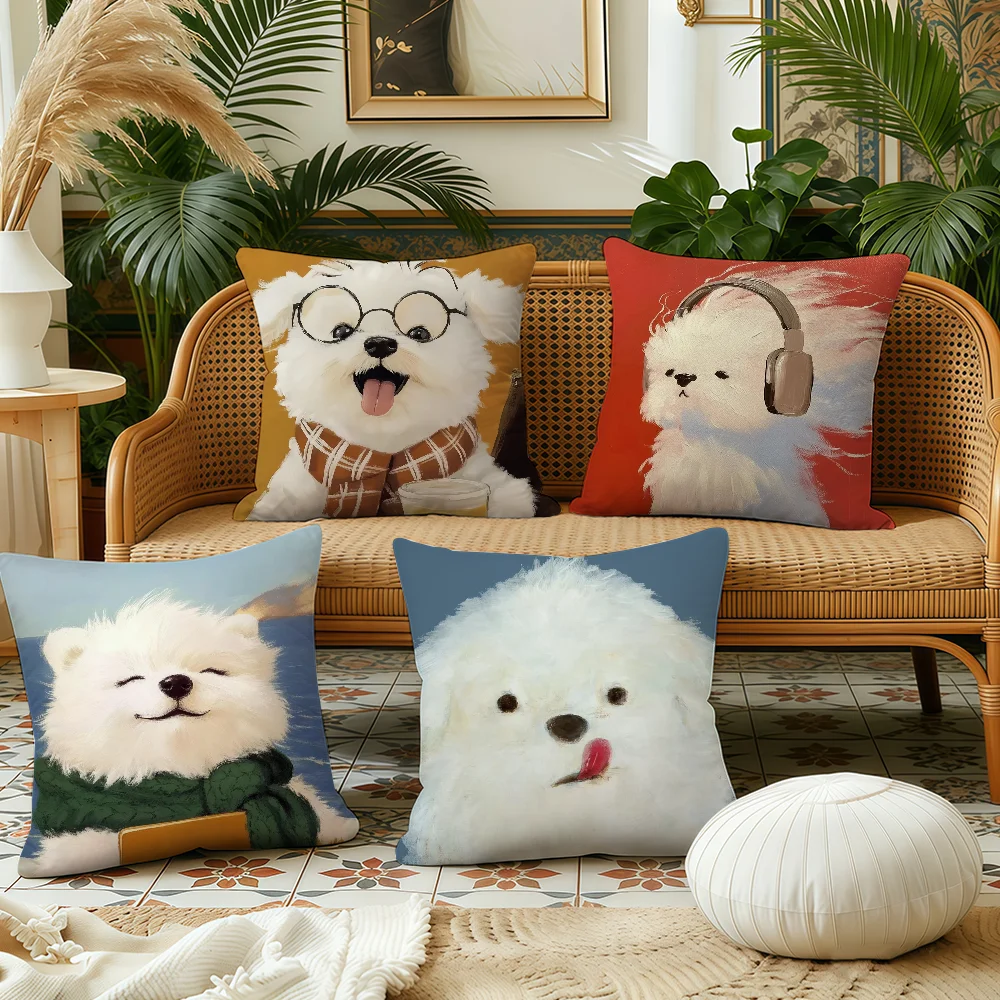 Cartoon Cute Stray Puppy cushion cover Plush Fabric Soft Double Sided Print Sofa Cushion Cover Throw Pillow Covers