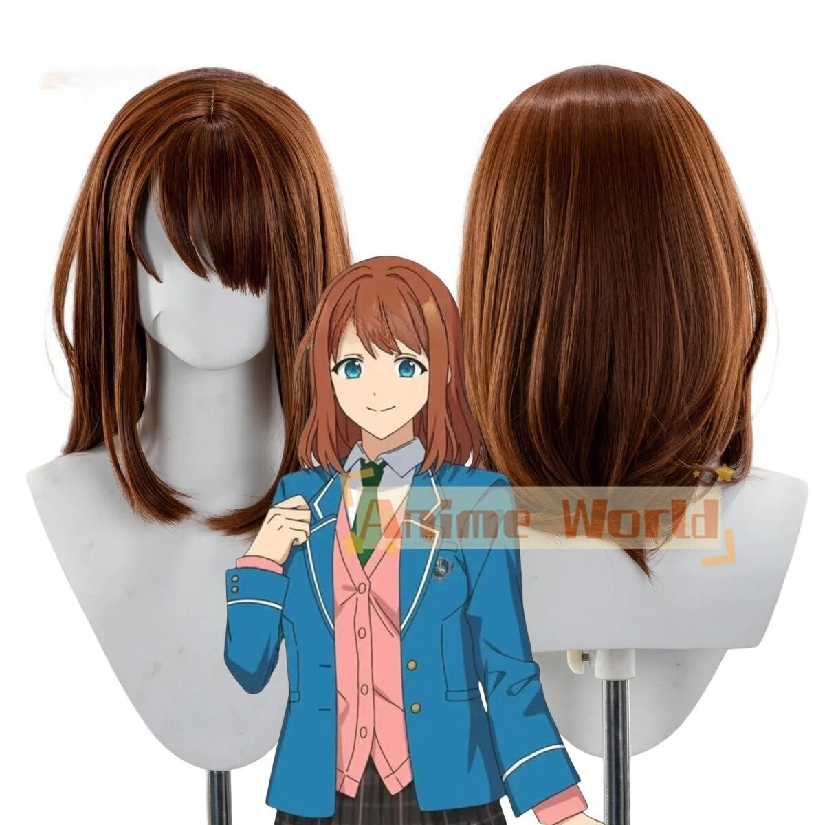 Anime Anzu Wig Halloween Carnival Party Props Synthetic Hair Heat Resistant Fiber + Wig Cap