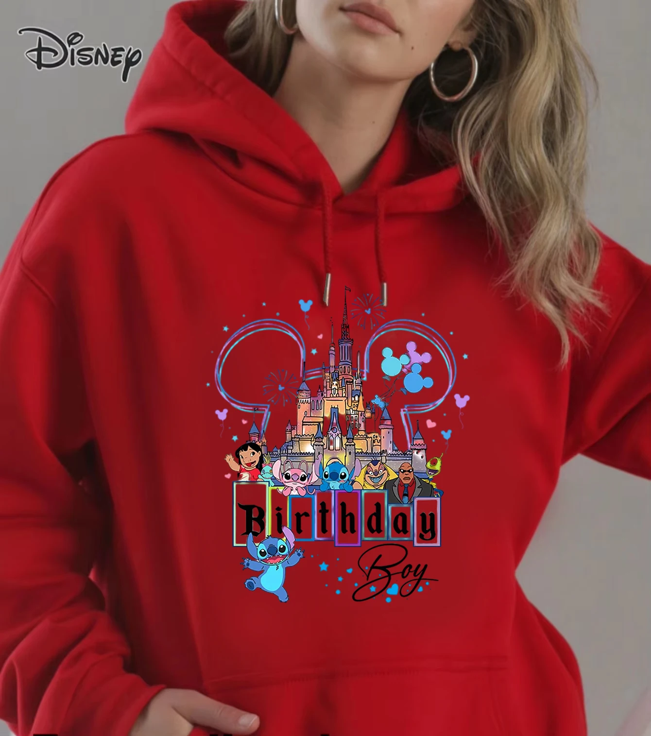 سترة بغطاء للرأس مريحة مطبوعة من ديزني للسيدات، سترة رياضية كاجوال فضفاضة مخصصة