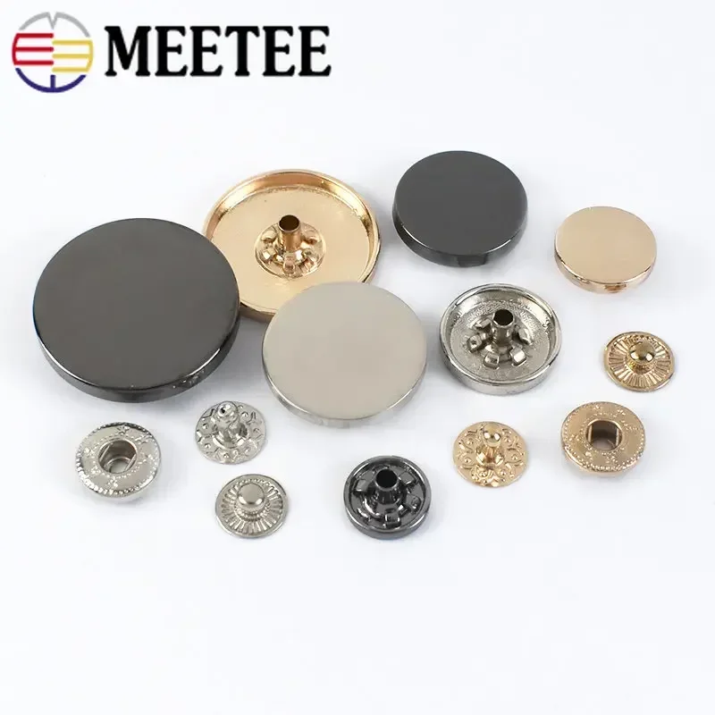 20Sets Meetee 10-25mm Metalen Snap Drukknopen Knoppen Plaksteen Bevestigingsmiddelen voor Portemonnee Kleding Jas Jas lederen Craft Accessoires