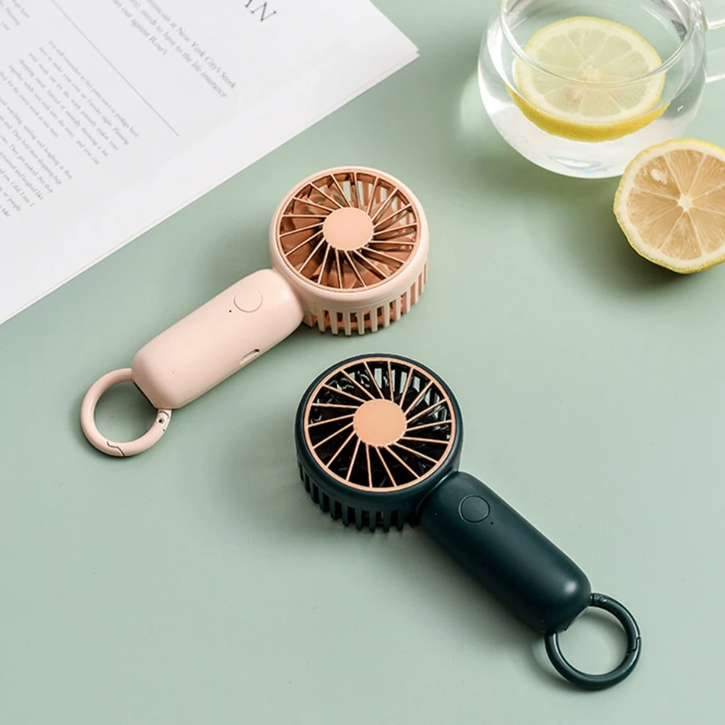 D0AB Portable Handheld Fan Outdoor Carabiner Small Cooling Fan USB Rechargeable Eyelash Fan Mini Ventilation Fan Low Noise