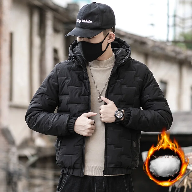 

Зимняя хлопковая мужская куртка 2025, новая корейская версия, куртка с капюшоном, модная и универсальная теплая хлопковая куртка