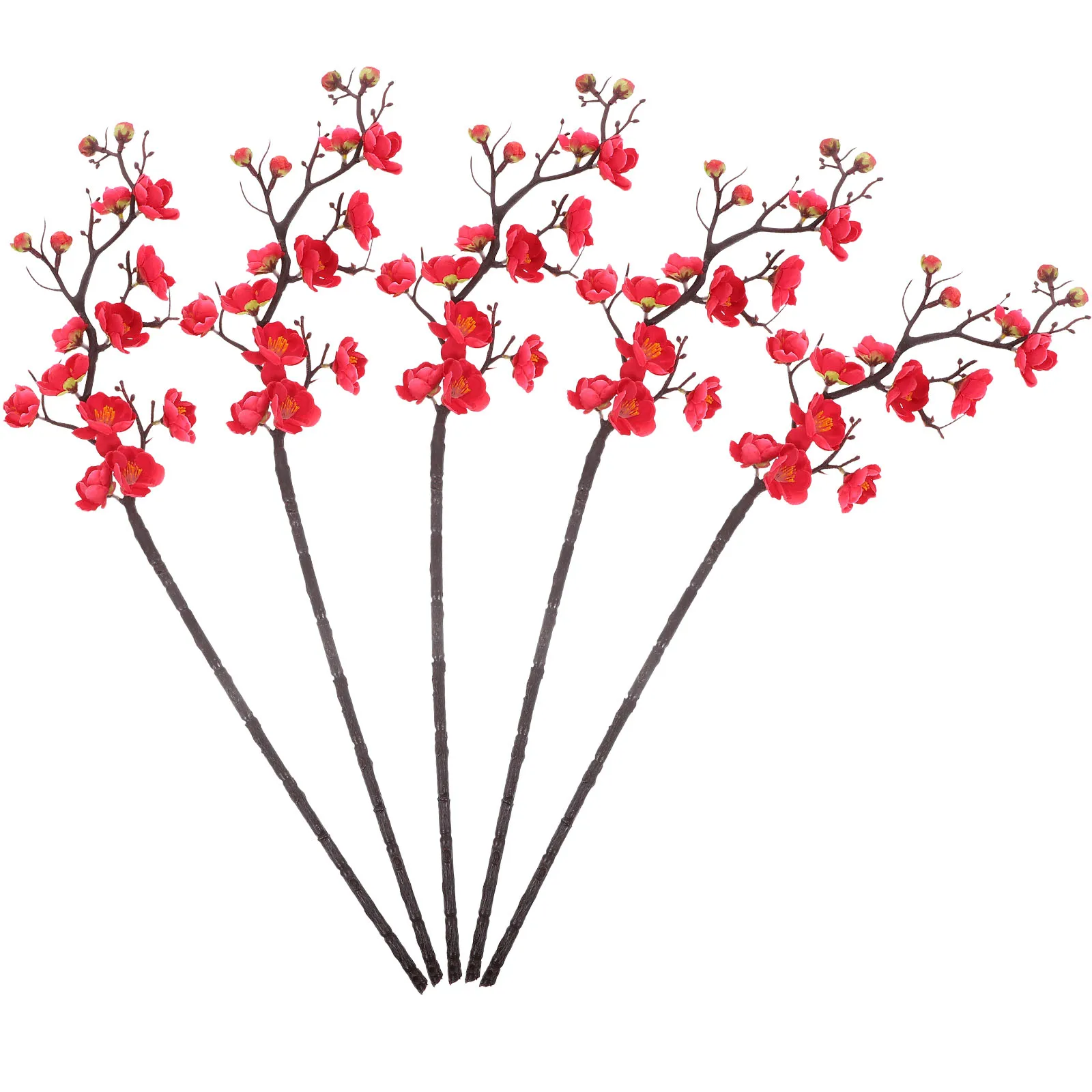 

5 Pcs Artificial Plum Blossom Decoration 60cm Lifelike Silk Wedding Home Office Event Fake Flowers Year Round Beautiful