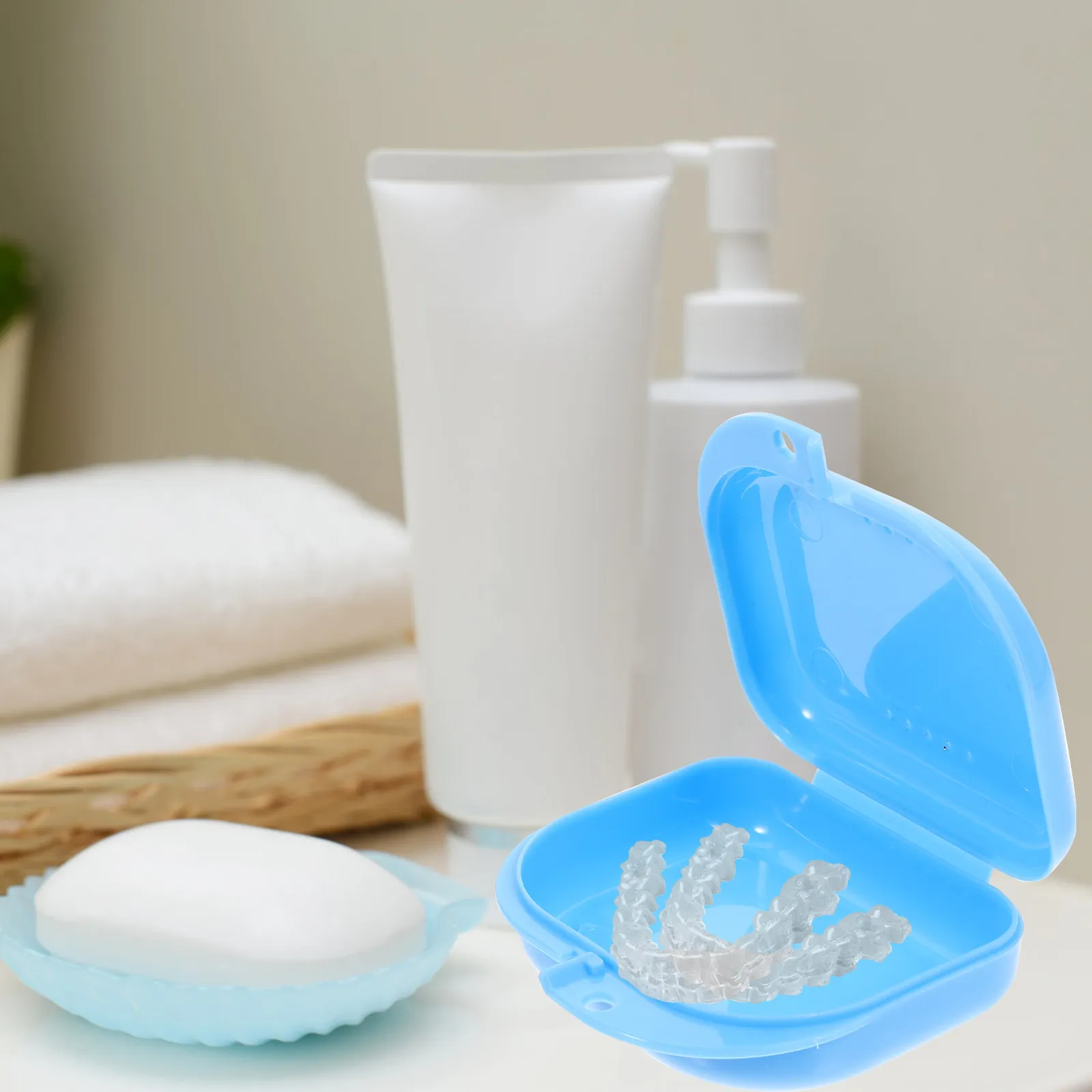 

6Pcs Denture Box Snap Lock Closure Retainer Case for Denture Mouth Guard Storage Container Odor Free Holes Design