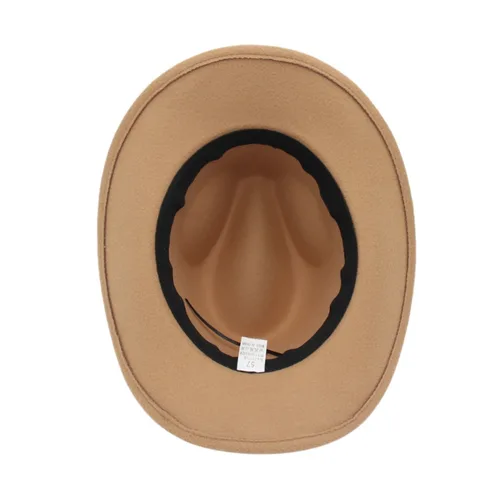 Imagen 2 del producto Sombrero de vaquero occidental de fieltro, accesorios para cabeza de buey con banda de vaca, sombrero de copa de estilo tibetano, gorra de vaquera con ala suave de estilo étnico para niños