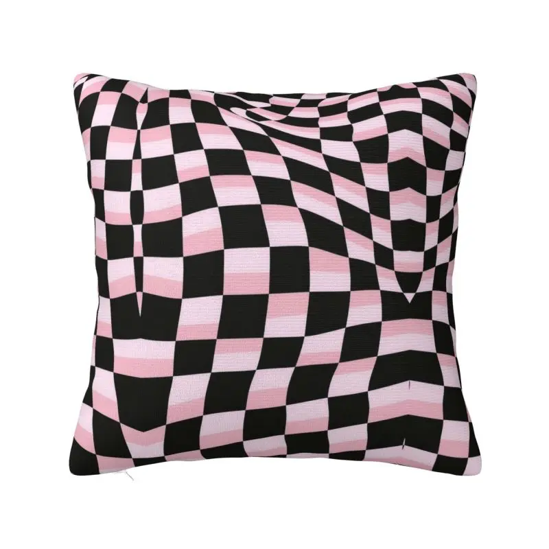 

Custom Pink White Checkered Cushion Cover Printing Square Throw Pillow Case for Sofa Pillowcase Decoration