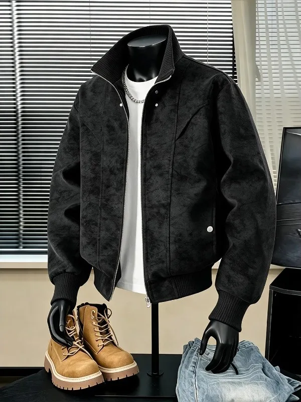 Loose Men's Dyed Leather Jacket American Style Motorcycle Clothes Shoulder High Sensation Autumn Season Fashion Outerwear