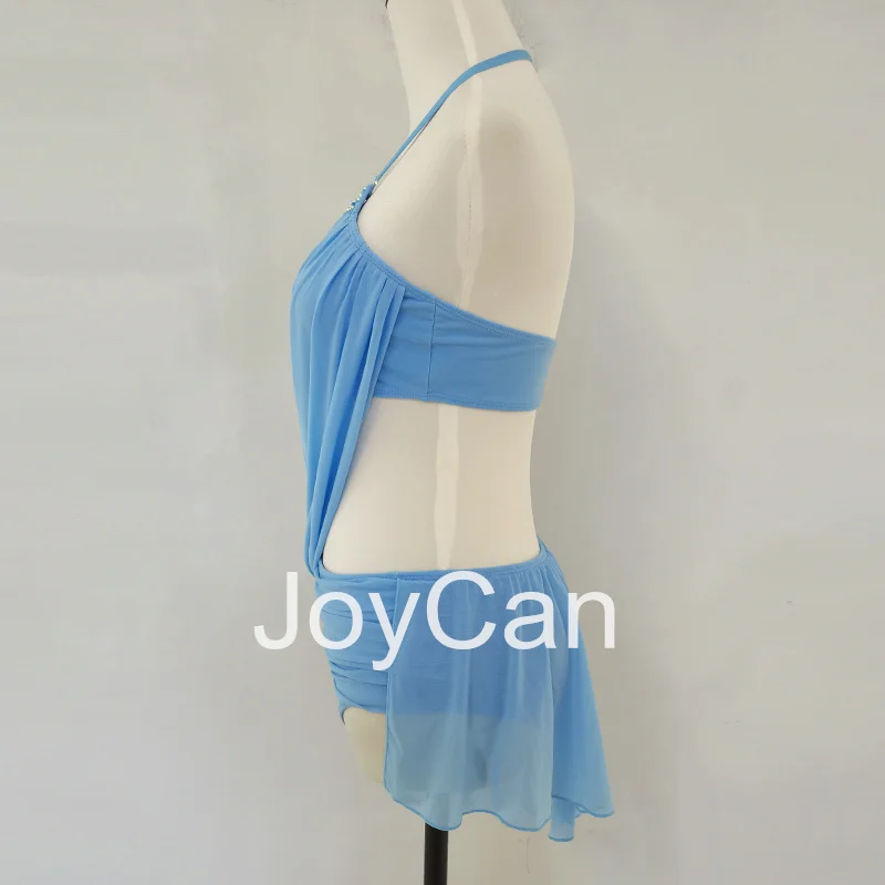 JoyCan Lyrical Dance Dress Blue Jazz Dance Costume Pole Dancing Clothes Girl Performance Training