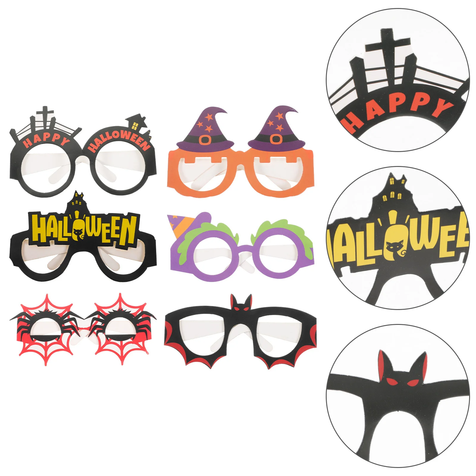 6Pcs Halloween Eyeglasses Frames for Kids Trendy Funny Glasses Props Share Fun with Family Friends Halloween Party Favors