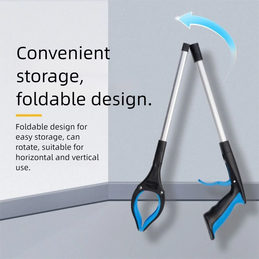 Easy To Hold Foldable Litter Picker Collapsible Wide Claw Mouth Trash Reacher Picker Useful Lightweight Trash Pick Up Stick