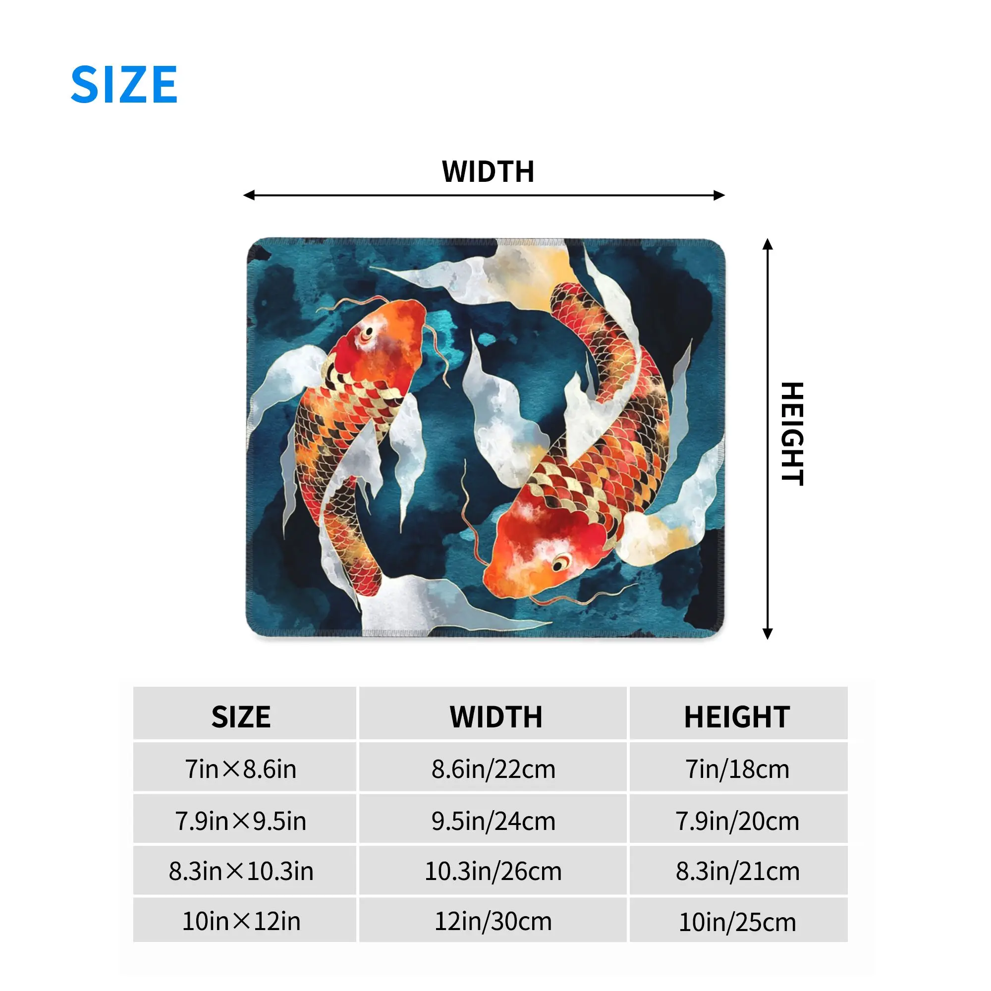 Vibrant Japanese Koi Fish Ripple Mouse Pad Computer Keyboard Mouse Mat Gamer PC Laptop Desk Mat Office Accessories Table Mats