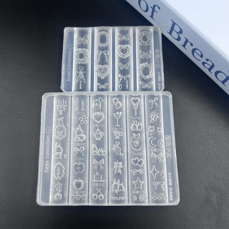 แม่พิมพ์ซิลิโคนสำหรับตกแต่งเล็บลายการ์ตูน ลูกไม้ โบว์ กระต่าย น่ารัก เทียน ดวงจันทร์ ดอกไม้ สตรอว์เบอร์รี สำหรับทำเล็บ 3 มิติ อุปกรณ์ตกแต่งเล็บ