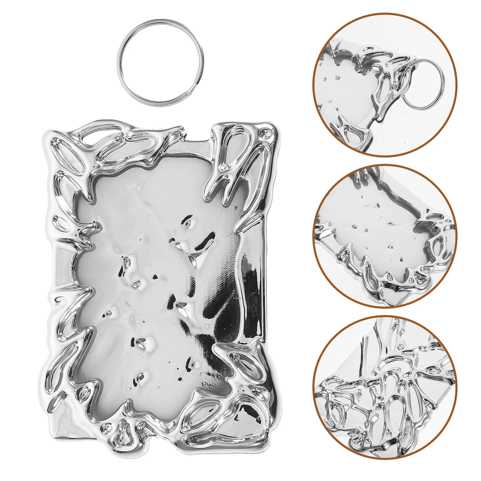 

2Pcs Photocard Holder Irregular Shape Plastic Electroplated Photo Frame Keychain Mini Portable Display Tiny Photo Frame